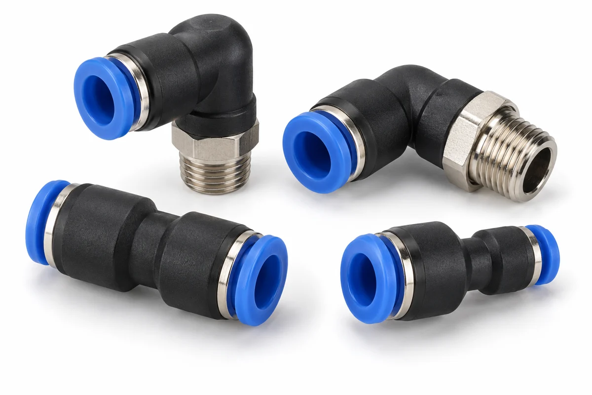 Raccords pneumatiques instantanés, réductions et coudes à 90 degrés